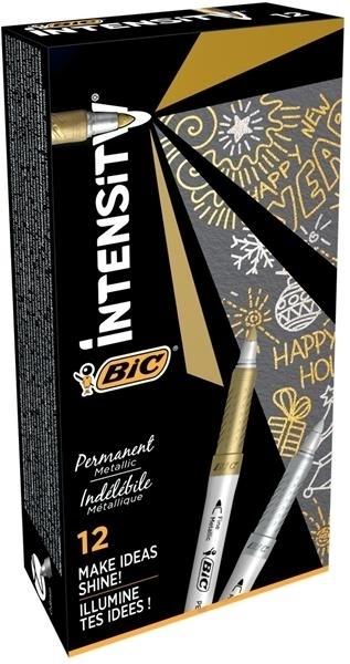 ROTULADOR PERMANENTE BIC MARKING METALLIC ORO/PLATA CJ 12