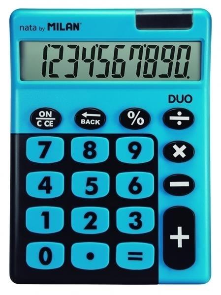 CALCULADORA DUO 10 DIGITOS BLISTER TECLAS GRANDES AZUL MILAN