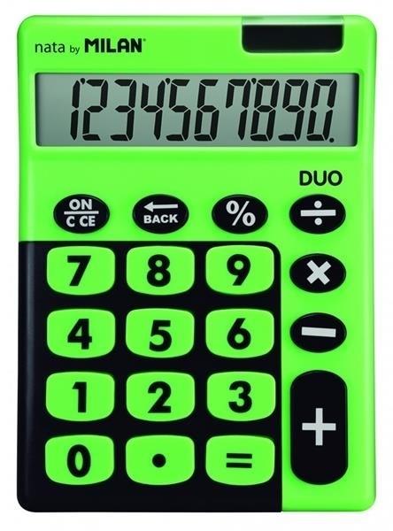 CALCULADORA DUO 10 DIGITOS BLISTER TECLAS GRANDES VERDE MILAN