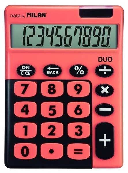 CALCULADORA DUO 10 DIGITOS BLISTER TECLAS GRANDES NARANJA MILAN