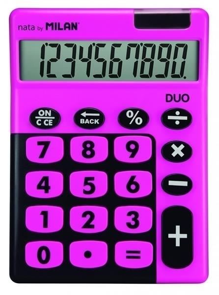 CALCULADORA DUO 10 DIGITOS BLISTER TECLAS GRANDES ROSA MILAN