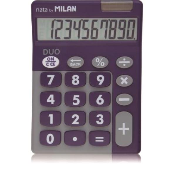 CALCULADORA DUO 10 DIGITOS BLISTER TECLAS GRANDES LILA MILAN