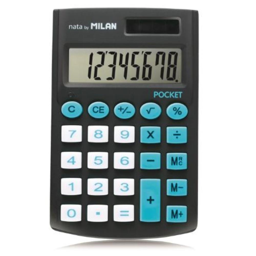 CALCULADORA POCKET 8 DIGITOS BLISTER NEGRA MILAN