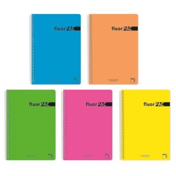 CUADERNO CUARTO 80HJ 90G CUADRO 4MM MRG T/PP FLUORPAC SURTIDO PACSA