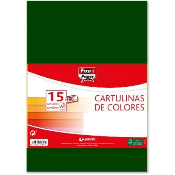 CARTULINAS PACK 15 H 180GR A4 VEDE OSCURO GRAFOPLAS