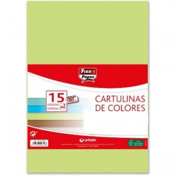 CARTULINAS PACK 15 H 180GR A4 VERDE LIMA GRAFOPLAS