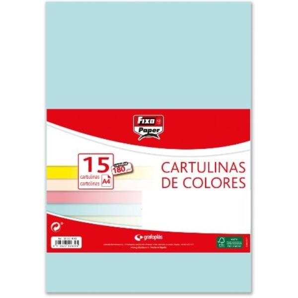 CARTULINAS PACK 15 H 180GR A4 AZUL CIELO GRAFOPLAS