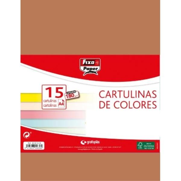 CARTULINAS PACK 15 H 180GR A4 MARRON GRAFOPLAS