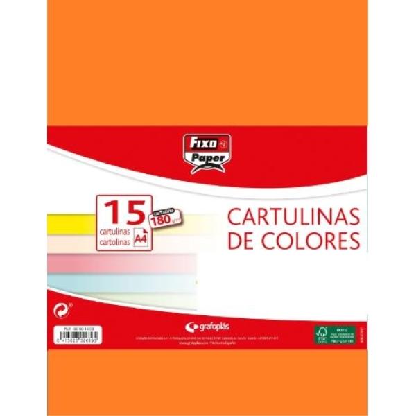 CARTULINAS PACK 15 H 180GR A4 NARANJA GRAFOPLAS