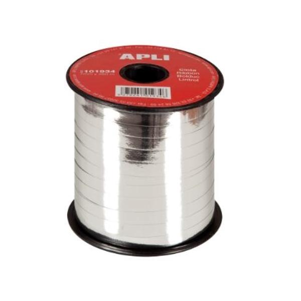 CINTA REGALO METALIZADA PLATA 7MM X 250M APLI