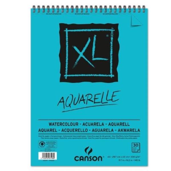 BLOC DIBUJO ESPIRAL A3 30H MICR CANSON XL AQUARELLE FINO 300G
