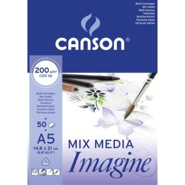 BLOC DIBUJO ENCOLADO A5 50H CANSON IMAGINE FINO 200G