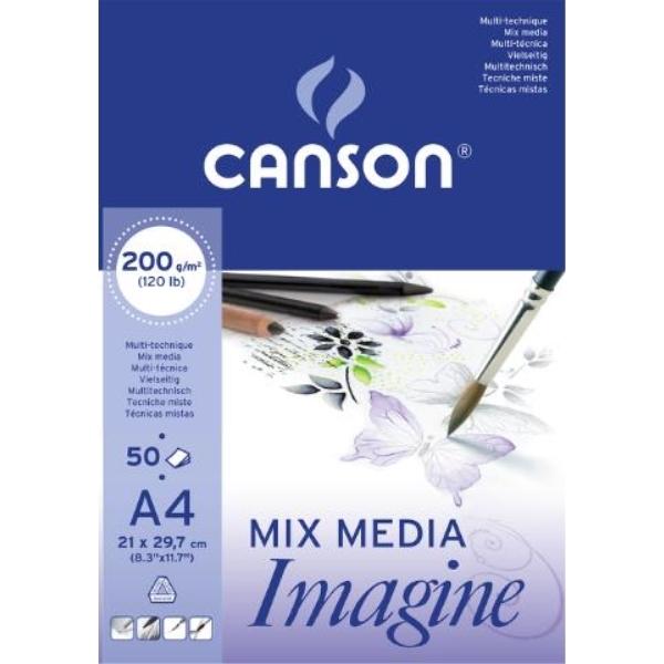 BLOC DIBUJO ENCOLADO A4 50H CANSON IMAGINE FINO 200G