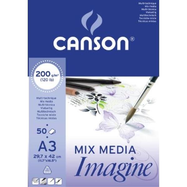 BLOC DIBUJO ENCOLADO A3 50H CANSON IMAGINE FINO 200G