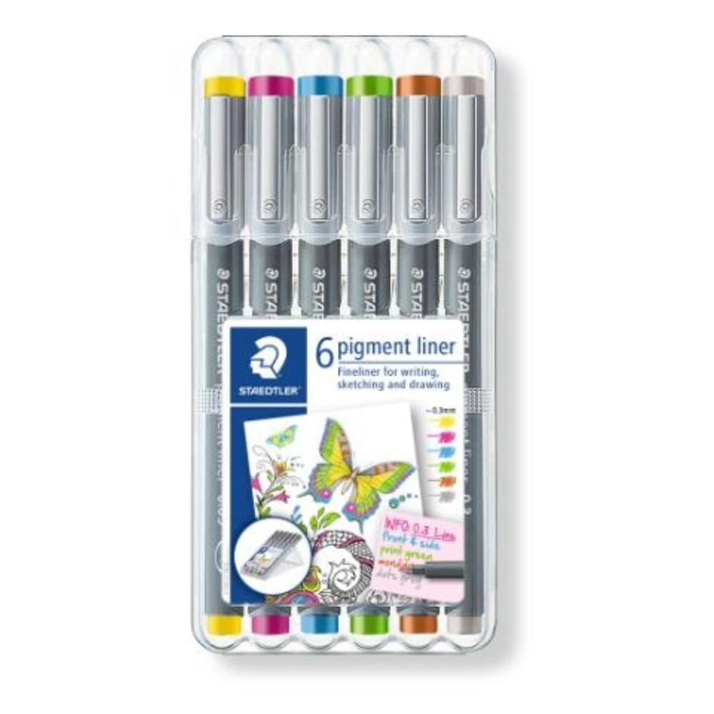 ROTULADORES CALIBRADOS COLORES PASTEL 0,3MM PIGMENT LINER 6 U SURTIDOS STAEDTLER