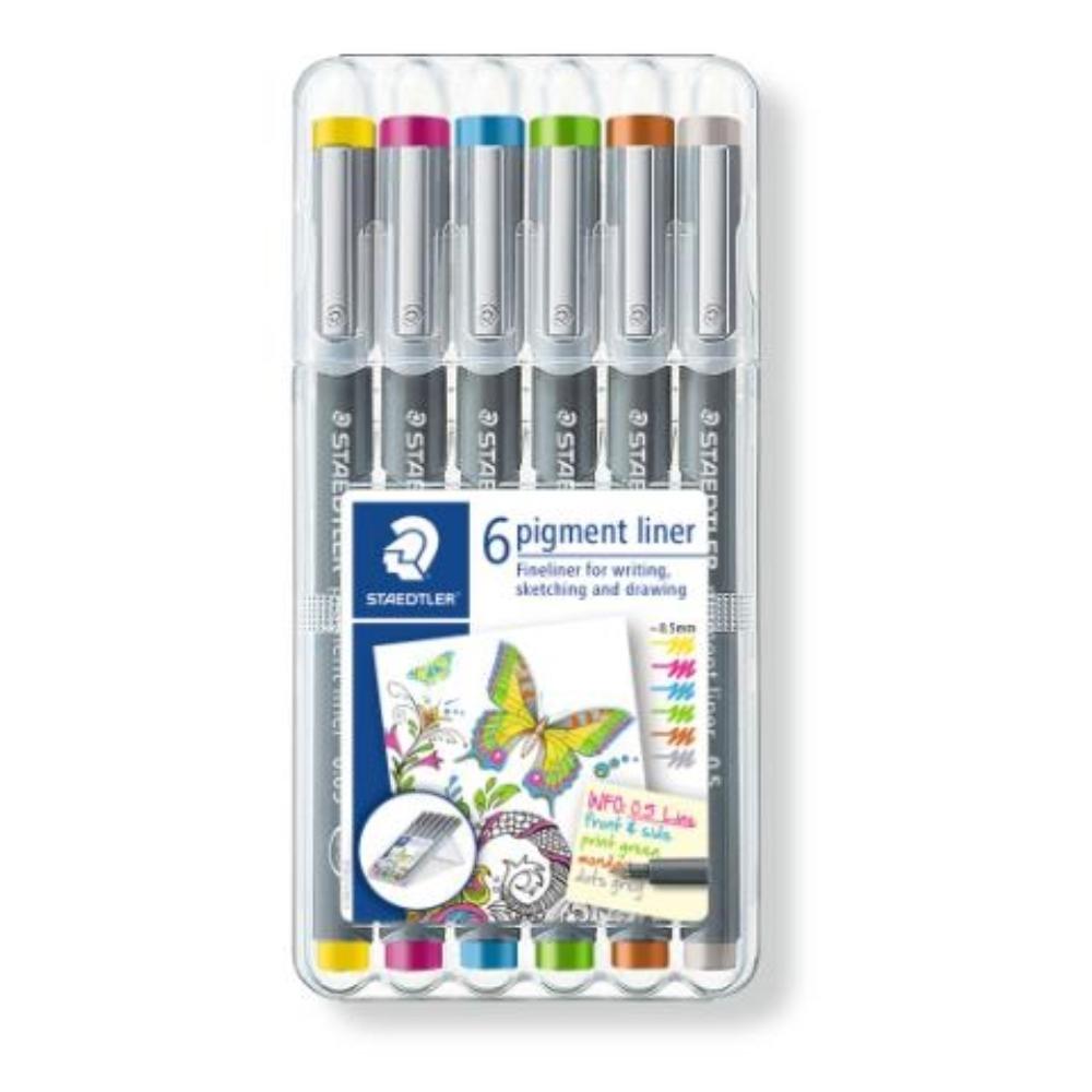 ROTULADORES CALIBRADOS COLORES PASTEL 0,5MM PIGMENT LINER 6 U SURTIDOS STAEDTLER