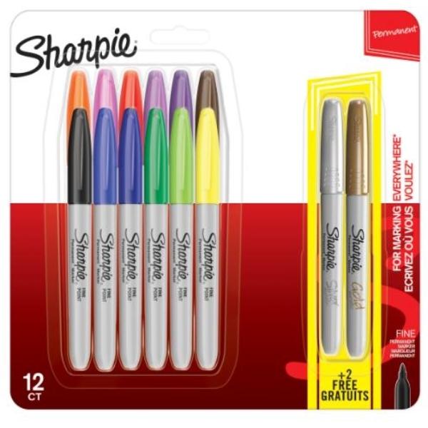 ROTULADORES SHARPIE FINE ESTUCHE 12+2 METALIC ORO/PLATA