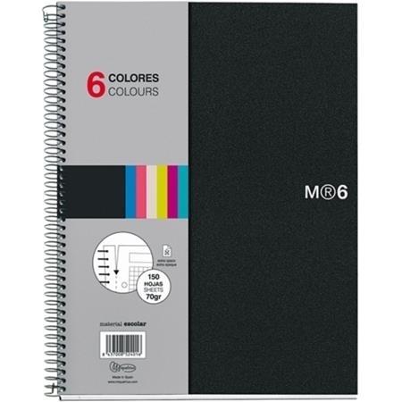 CUADERNO MICROP A5 150H 70G C/5 T/PP NEGRO NOTE BOOK 6 MIQUELRIUS