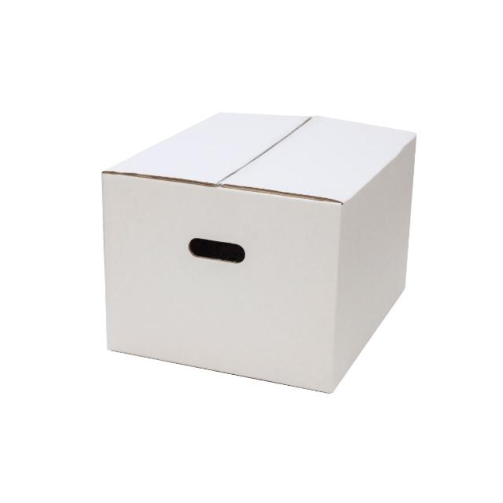 CAJA PARA EMBALAR ANONIMA BLANCA CON ASAS DOBLE CANAL 450X280 MM
