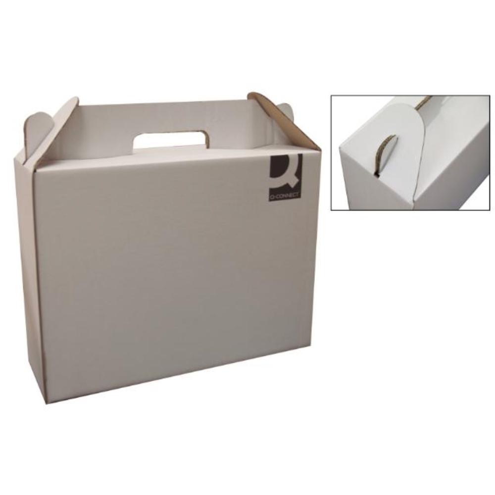 CAJA MALETIN CON ASA Q-CONNECT CARTON PARA ENVIO Y TRANSPORTE 350X118X255 MM