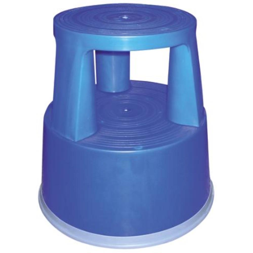 TABURETE Q-CONNECT RUEDAS RETRACTILES TRES RUEDAS -DOS NIVELES AZUL