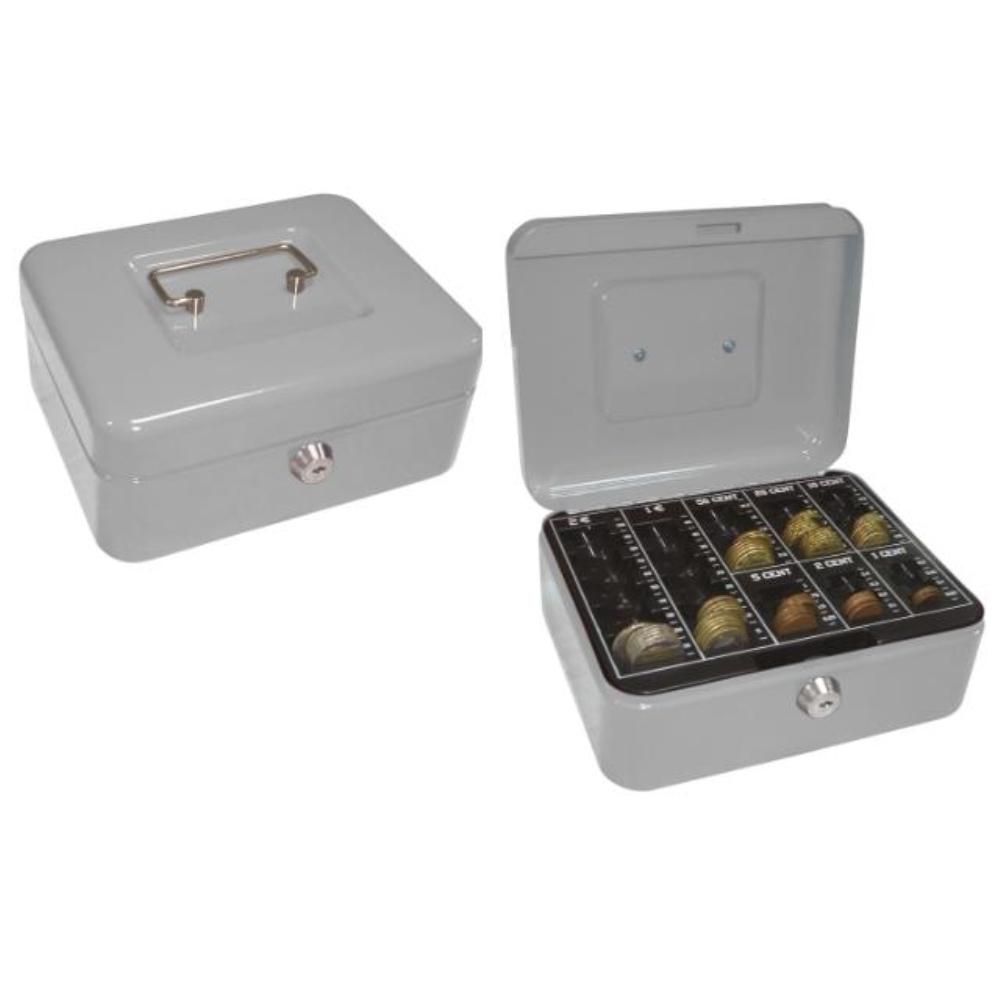 CAJA CAUDALES 8" 200X160X90 MM PLATA CON PORTAMONEDAS Q-CONNECT