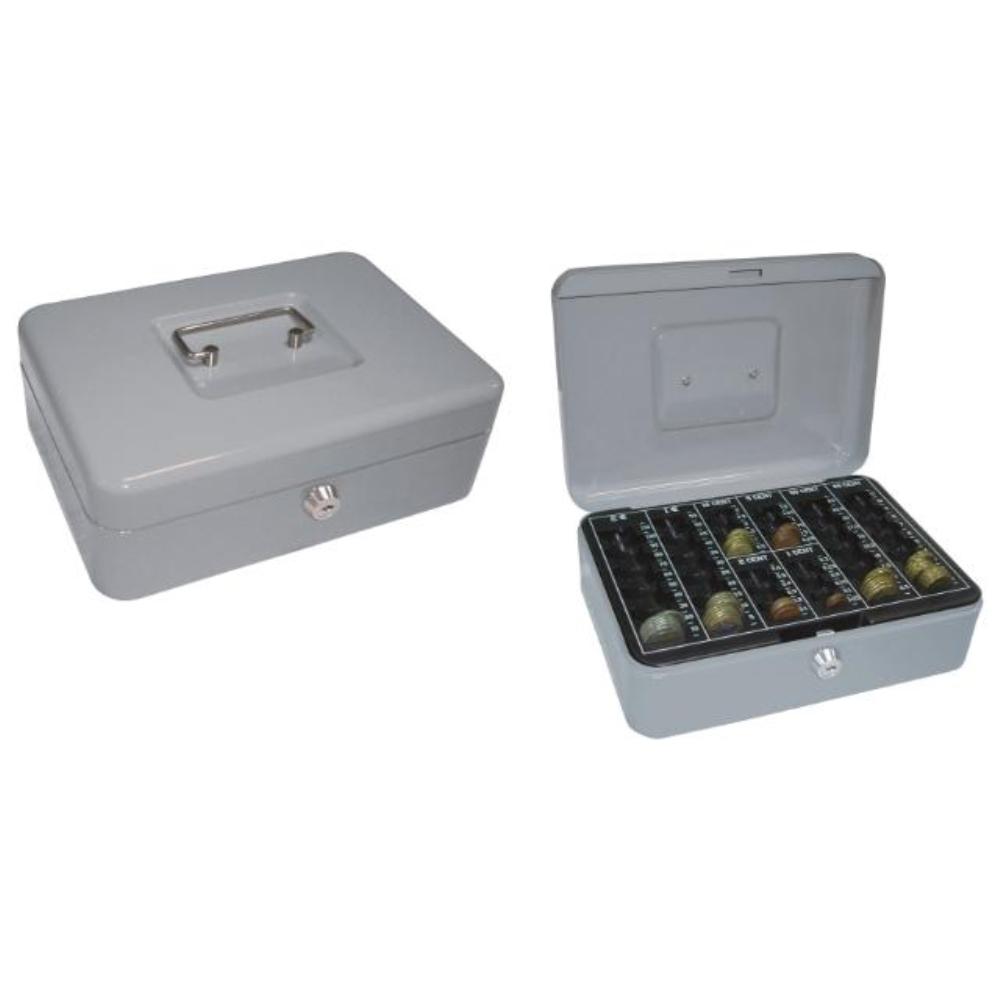 CAJA CAUDALES 10" 250X180X90 MM PLATA CON PORTAMONEDAS Q-CONNECT