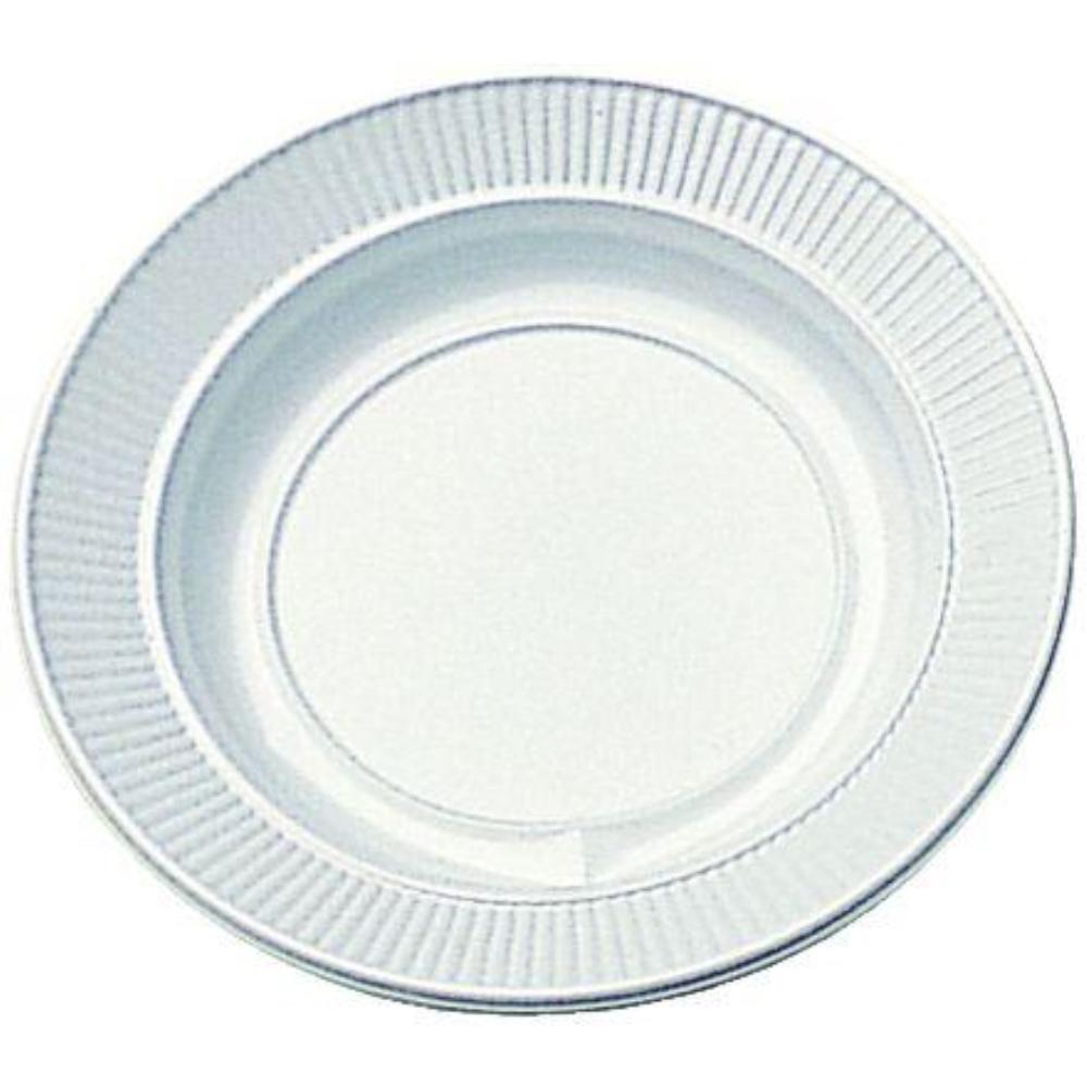 PLATO DE PLASTICO BLANCO LLANO 22CM DE DIAMETRO PAQUETE DE 100