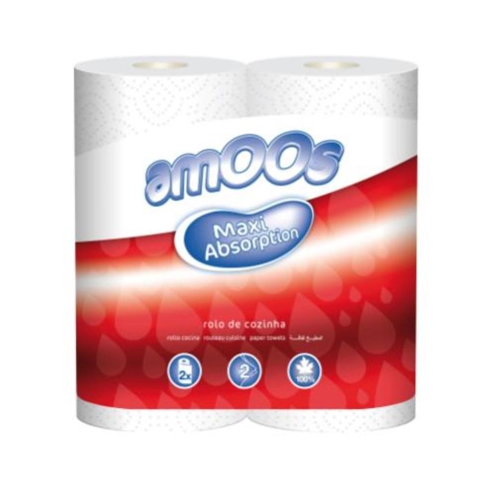 PAPEL DE COCINA AMOOS 21G/M2 ANCHO 240 MM LARGO 10 MT 2 CAPAS PAQUETE DE 2 ROLLOS