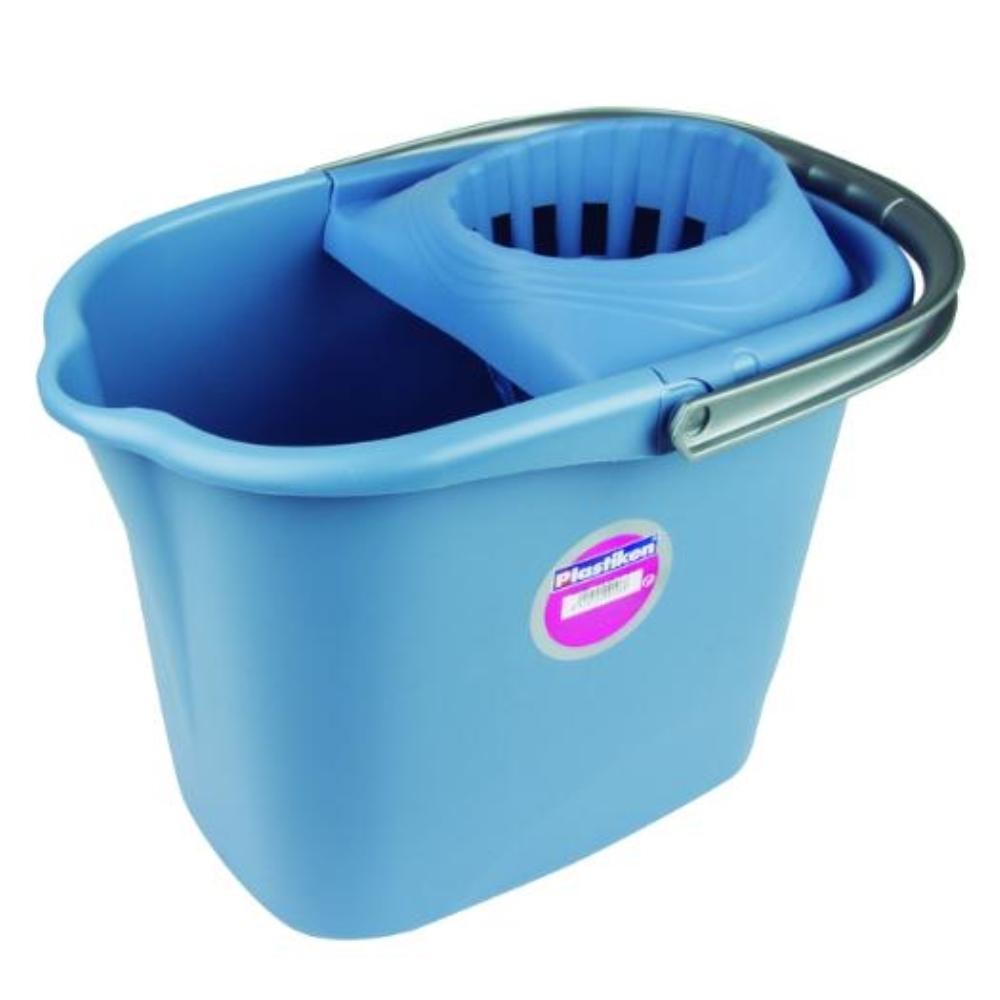 CUBO DE FREGONA CON ESCURRIDOR 15 L COLOR AZUL