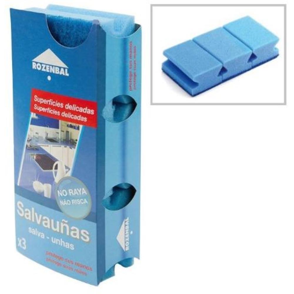ESTROPAJO SALVAUÑAS AZUL BICAPA PACK DE 3 UNIDADES