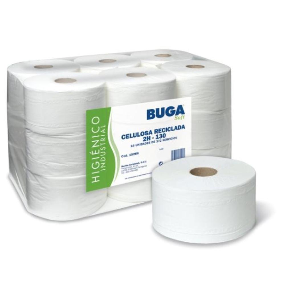 PAPEL HIGIENICO INDUSTRIAL GOFRADO BUGA 2 CAPAS MANDRIDL 45MM 130M