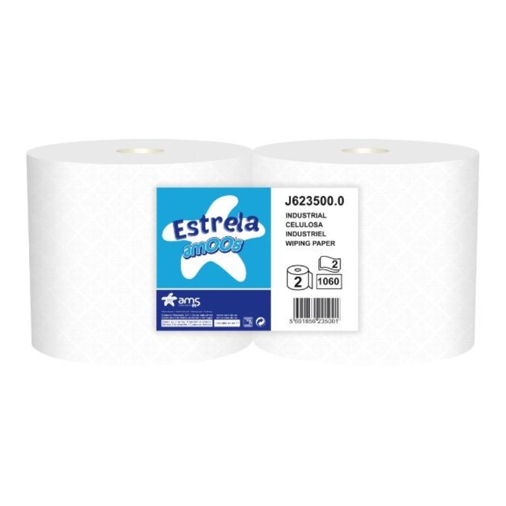 PAPEL SECAMANOS INDUSTRIAL AMOOS 2 CAPAS 235 MM X 400 MT PAQUETE DE 2 ROLLOS