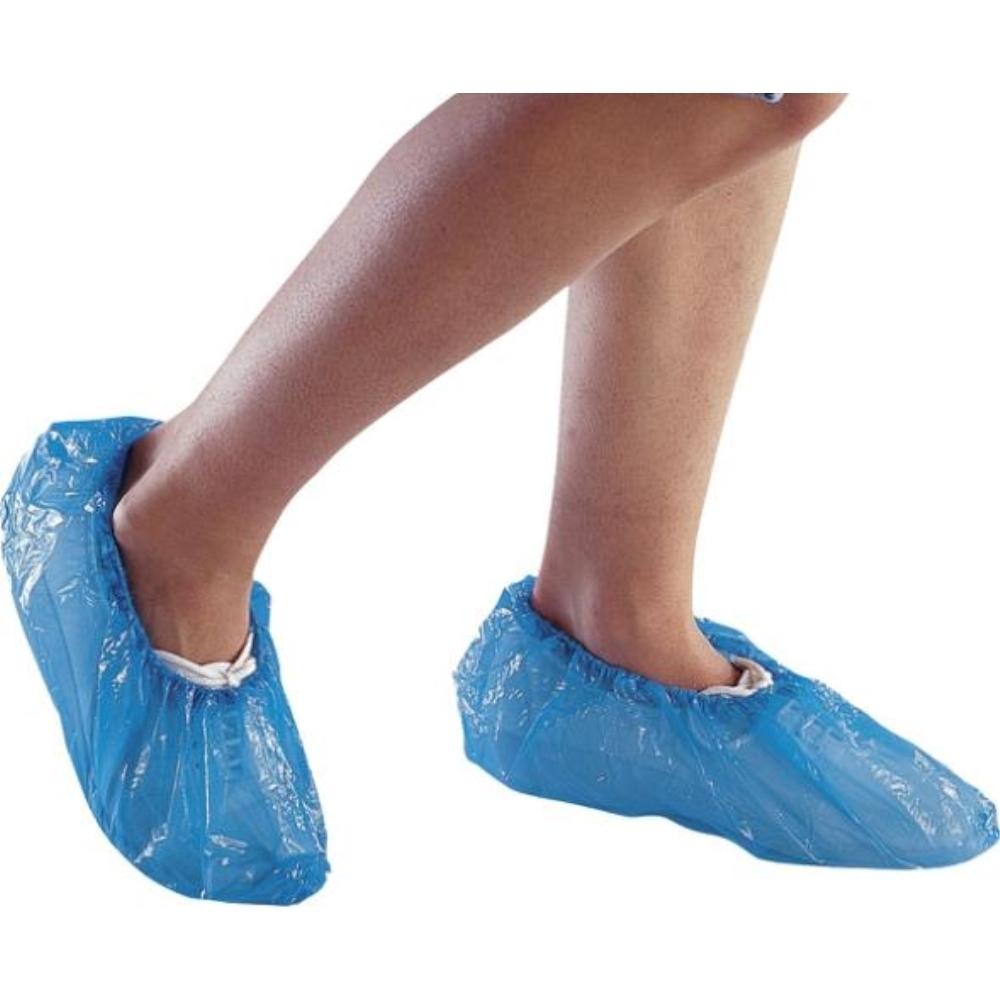 CUBRE ZAPATOS DESECHABLE POLIETILENO AZUL T.UNICA BOLSA 50 PARES