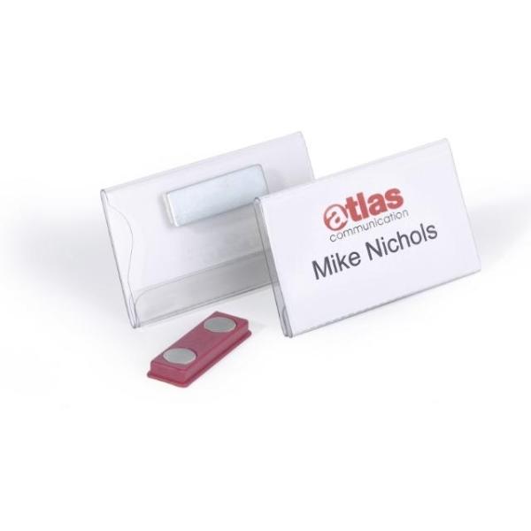 IDENTIFICADOR PVC CON IMAN 40x70MM TRANSPARENTE DURABLE