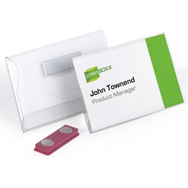 IDENTIFICADOR PVC CON IMAN 54x90MM TRANSPARENTE DURABLE