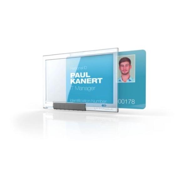 IDENTIFICADOR CARD HOLDER PUSHBOX MONO 54x87MM TRANSPARENTE DURABLE
