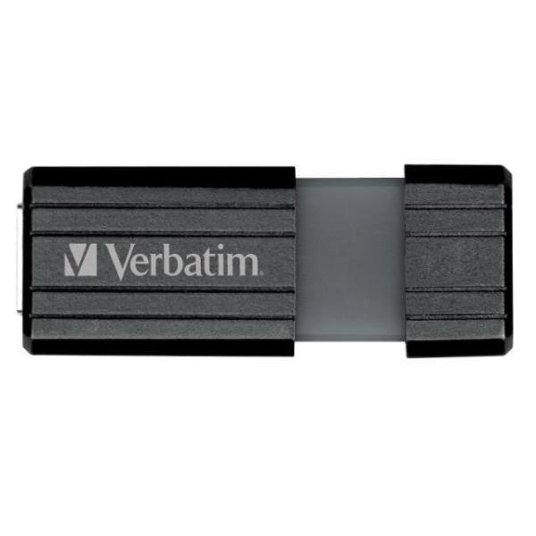 VERBATIM USB DRIVE 2.0, 32GB, HI-SPEED, STORE'N'GO, PINSTRIPE RETRÁCTIL, COLOR NEGRO