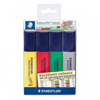ROTULADORES FLUORESCENTES TEXTSURFER 364 EXCELLENT COLOURS ESTUCHE 4U STAEDTLER