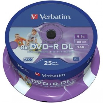 DVD+R VERBATIM 8.5GB 8X DOBLE CAPA (Pack 25 unidades)