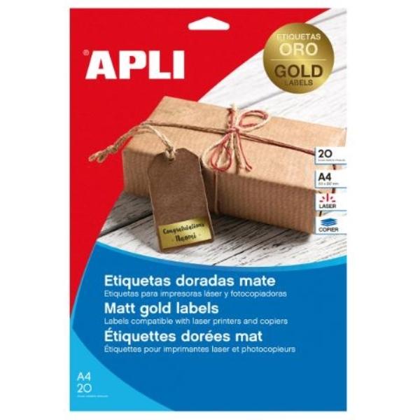 ETIQUETAS METALIZADAS ORO 63,5 X 29,6 20H 540U APLI