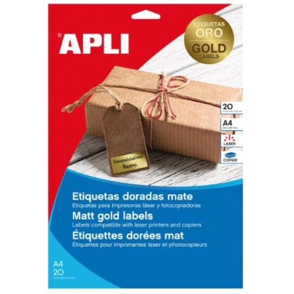 ETIQUETAS METALIZADAS ORO 210 X 297 20H 20U APLI