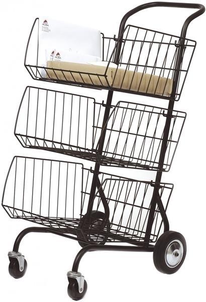 CARRITO DE CORRESPONDENCIA METÁLICO CON 3 CESTAS 460X620X950 MM NEGRO ALBA