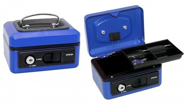 CAJA CAUDALES APERTERTURA AUTOMÁTICA PEQUEÑA AZUL POESSA