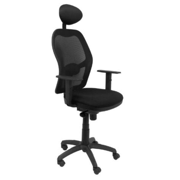SILLA JORQUERA MALLA NEGRA ASIENTO BALI NEGRO CON CABECERO FIJO PIQUERAS Y CRESPO