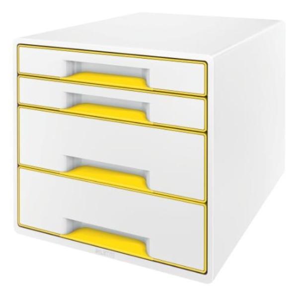 MODULO 4 CAJONES WOW DESK CUBE (2 GRANDES Y 2 PEQUEÑOS) AMARILLO /BLANCO