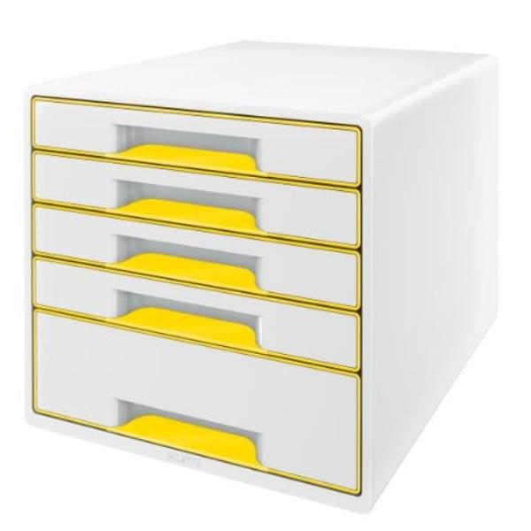 MODULO 5 CAJONES WOW DESK CUBE (1 GRANDE Y 4 PEQUEÑOS) AMARILLO/BLANCO