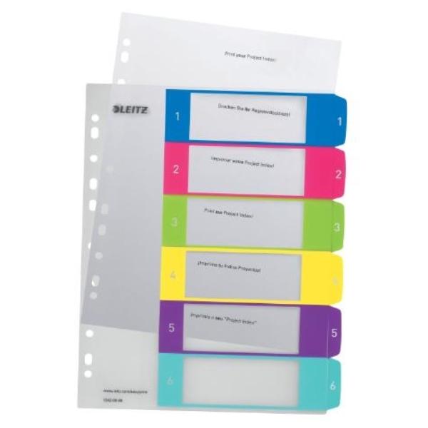 INDICE 1-6 A4 MAXI POLIPROPILENO IMPRIMIBLE LEITZ WOW MULTICOLOR