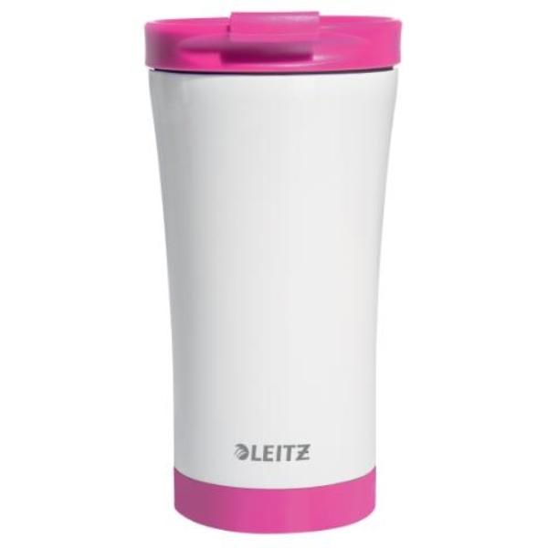 TAZA TRAVEL TÉRMICA WOW 380 ML, BLANCO/FUCSIA