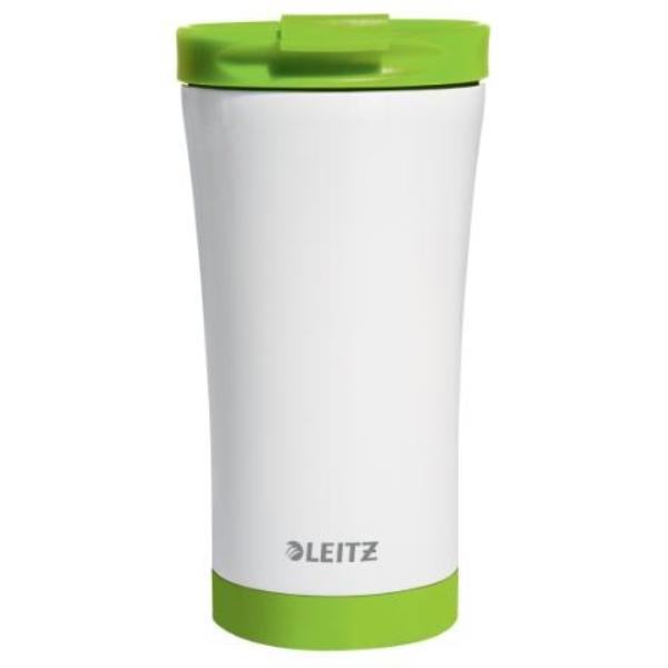 TAZA TRAVEL TÉRMICA WOW 380 ML, BLANCO/VERDE
